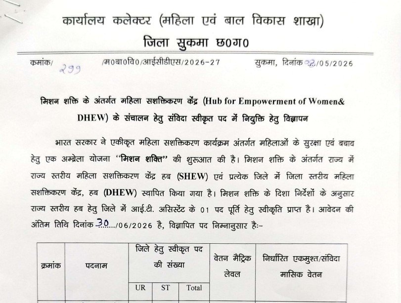 IT Assistant Sukma Recruitment